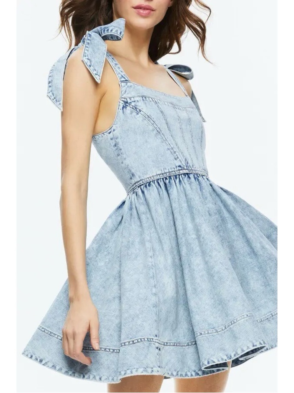 Alice + Olivia Amina Corset Denim Mini Dress Sz 2